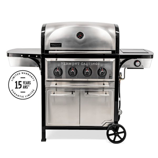 Vermont Castings Vanguard™ XE 4-Burner Premium Stainless Steel Convertible Gas BBQ Grill with Infrared Side-Burner